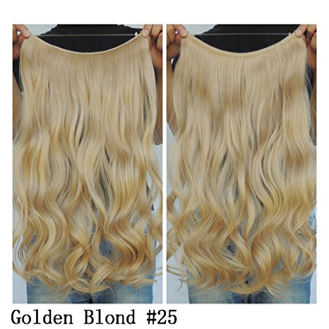 Secret Halo Hair Extensions Flip in Curly Wavy Hair Extension Synthetic Women Hairpieces 20" (Golden Blonde #25)