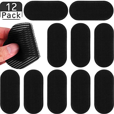 12 Pieces Hair Fringe Grippers for Man Woman Hair Grip Hair Fringe Sticker Hair Holders (Black)