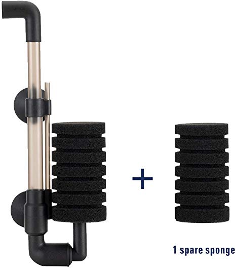 Hygger Aquarium Double Sponge Filter, Comes with 2 Spare Sponges, 1 Bag of Bio Ceramic Media Balls, Quiet Submersible Foam Filter for Fresh Water and Salt-Water Fish Tank