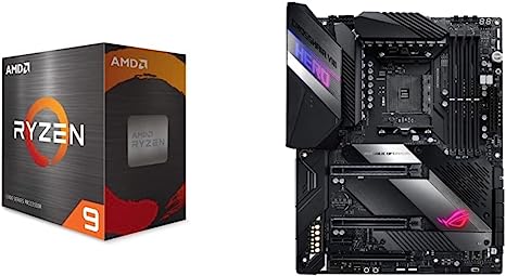 AMD Ryzen 9 5900X 12-core,24-Thread Unlocked Desktop Processor ASUS ROG Crosshair VIII Hero X570 ATX Motherboard with PCIe 4.0,Integrated 2.5 Gbps LAN,USB3.2, SATA,M.2,Node and Aura Sync RGB Lighting