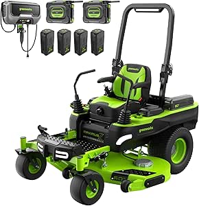 Greenworks 80V 60" CROSSOVERZ Zero Turn Lawn Mower, (2) 16.0Ah and (4) 8.0Ah Batteries and (1500W) Charger