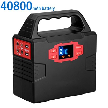 100-Watt Portable Solar Generator Power Inverter, 40800mAh 150Wh Li-on Battery Power Supply Charged by Solar/AC Outlet/Cars with Dual AC Outlet, 3 DC Ports, 2 USB Ports