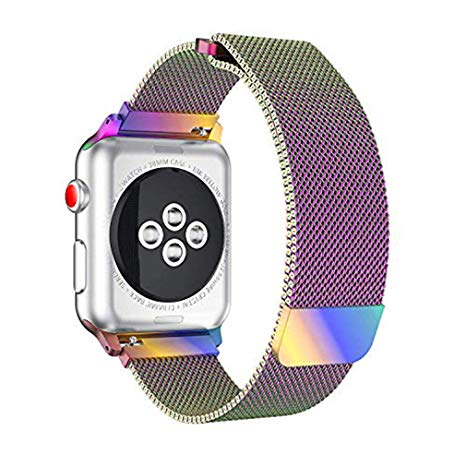 Ksun Compatible for Apple Watch Band 38mm, Milanese Mesh Loop Magnetic Closure Clasp Stainless Steel Replacement iWatch Band Compatible for Apple Watch Series 3 Series 2 Series 1, Gold