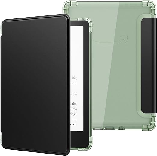 MoKo Case for 6.8" Kindle Paperwhite 11th Generation 2021&Kindle Paperwhite Signature Edition, Ultra Clear Soft Flexible Transparent TPU Back Cover Light Shell with Auto Wake/Sleep, Black