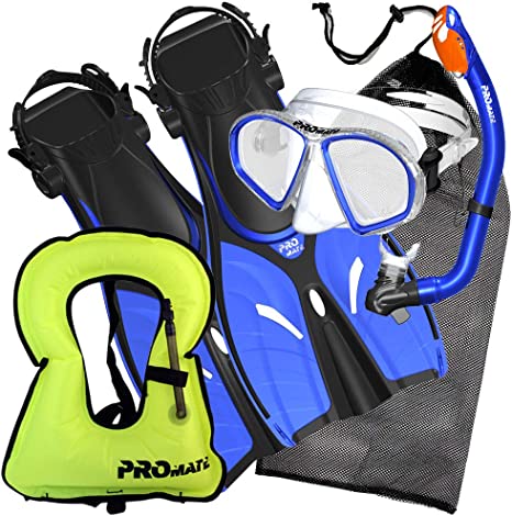 Promate Youth Snorkel Combo Set with Snorkeling Fins