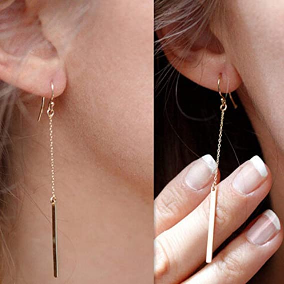 Artmiss Women Earrings Gold Long Drop Dangle Simple Dainty Bar Earring Ear Chain for Girls