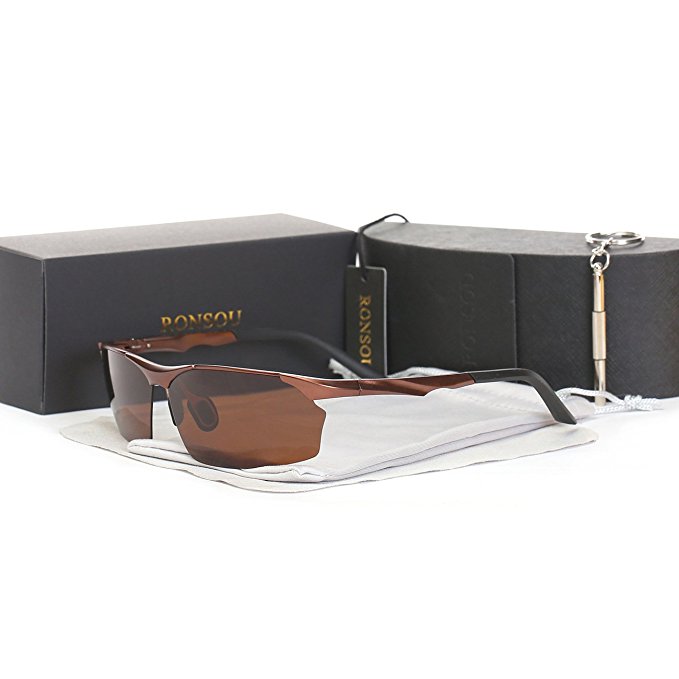 Ronsou Men Sport Al-Mg Alloy Frame Polarized Sunglasses Fashion Driving eyewear