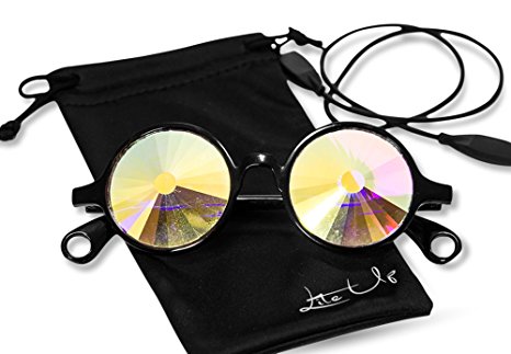 Premium Kaleidoscope Glasses BUNDLE From "Lite Up" For EDM, EDC, Raves, and Dance Festivals. Light Weight Frame with Many Color