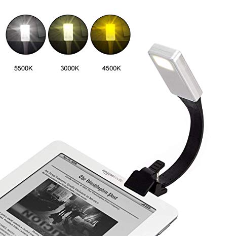 PAPRMA Eye Care Reading Light with Adjustable Color Temperature Brightness, Book Light Clip On,Bookmark USB Lamp Double Clips for Book Kindle in Bed, Night, Flight