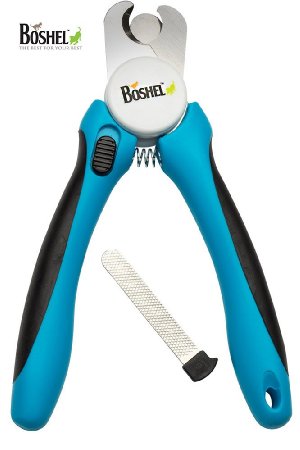 Dog Nail Clippers and Trimmer - Free Nail File Included - Razor Sharp Blades - Safety Stop to Prevent Overcutting Nails - Non Slip Handles - For Professional Safe At Home Pet Grooming - By Boshel