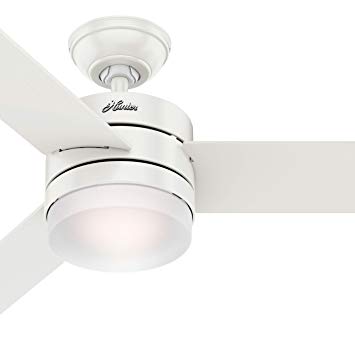 Hunter Fan 54 inch Contemporary Fresh White Indoor Ceiling Fan with Light Kit and Remote Control (Renewed)