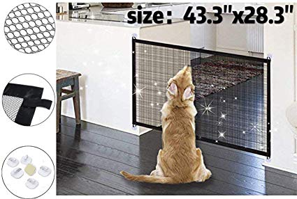 Magic Gate for Dogs 43.3"x28.3",Baby Safety Gates Pet Safety Gate,Portable Folding Safe Guard Install Anywhere Keep Your Baby and Pets Away from Kitchen and Outdoor