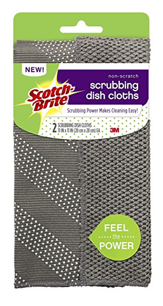 Scotch-Brite Scrubbing Dish Cloth, 11 in. x 11 in., Gray Chevron Pattern, 2/Pack