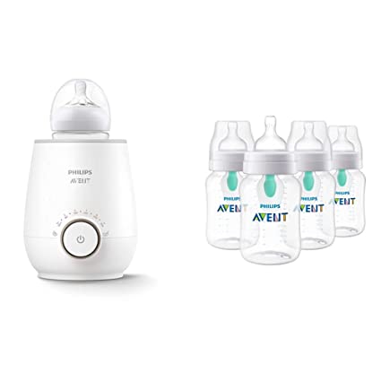 Philips Avent Baby Bottle Warming Bundle with Anti-Colic Baby Bottle with AirFree Vent, 9 Ounce, 4 Pack   Fast Baby Bottle Warmer