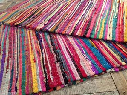 UAREHOME 100% Recycled Cotton Handmade Mat Multi Coloured Chindi Floor Rag Rug (160 x 230 cm)