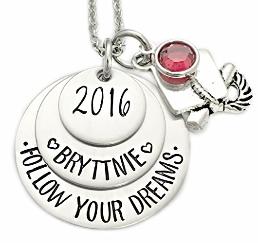 Follow Your Dreams Personalized Graduation Necklace - Hand Stamped Custom Jewelry