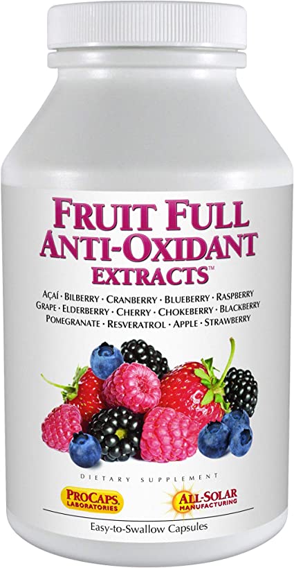 Andrew Lessman Fruit Full Anti-Oxidant Extracts 60 Capsules - 14 Natural Fruit and Berry Extracts. Bilberry, Cranberry, Grape Seed, Pomegranate, Resveratrol, and More. Easy to Swallow Capsules