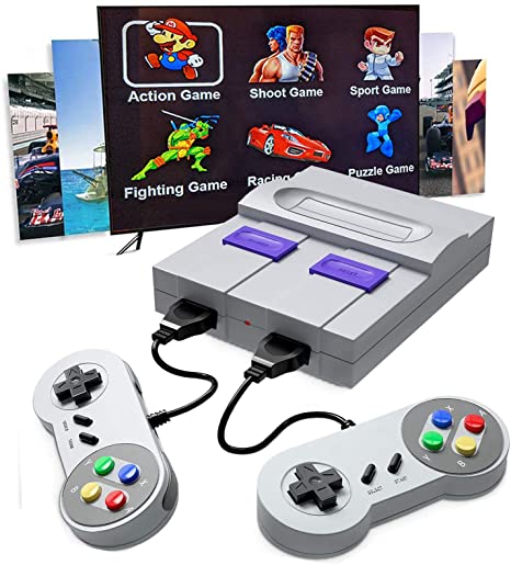 YunJey Classic Handheld Game Console, HD Built-in 821 Classic Games and 2 NES Classic Controller HDMI Output Video Games, is an Ideal Gift Choice for Children and Adults