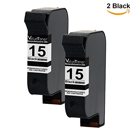 Valuetoner Remanufactured Ink Cartridge Replacement for HP 15 C6653BN C6615DN (2 Black) Compatible for HP Deskjet 810 812 825 840 841 842 843 845 HP Fax 1230 HP Officejet V40 5110 HP PSC 500 750 950