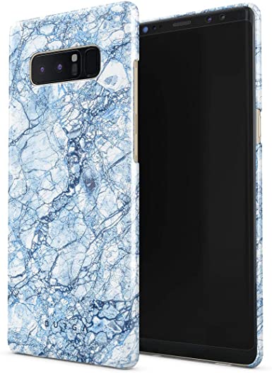 BURGA Phone Case Compatible with Samsung Galaxy Note 8 - Arctic Winter Blue Topaz Snow Frost Ice Marble Cute Case for Girls Thin Design Durable Hard Shell Plastic Protective Case