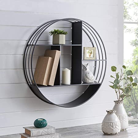 FirsTime & Co. Black Brody Industrial Circular Shelf, American Designed, Black, 27.5 x 6 x 27.5 inches (70289)