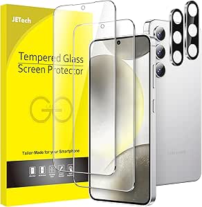 JETech Screen Protector for Samsung Galaxy S24 5G 6.2-Inch with Camera Lens Protector, Tempered Glass Film, Fingerprint ID Compatible, HD Clear, 2-Pack Each