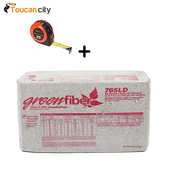 GreenFiber All Borate Cellulose Blow-in Insulation 30 lbs. (36-Pallet) INS765LD and Toucan City Tape measure – Replacement