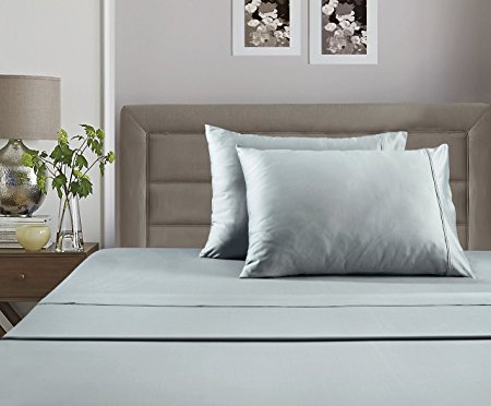 #1 Best Seller Luxury Pima Sheets on Amazon! - Unbelievable Lowest Prices Guaranteed - Record Single Day Blockbuster Sale: Luxury 100% Pima Cotton Solid 350 Thread Count Sheet Set (Queen, Sky)