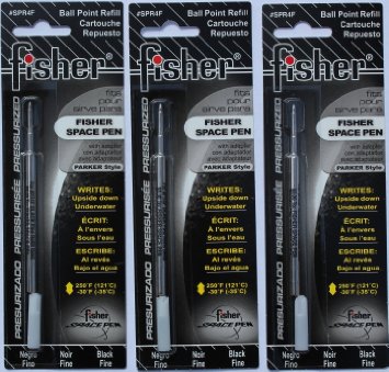 Fisher SPR4F Space Pen Ink Fine Point Refill, Black, 3 Pack