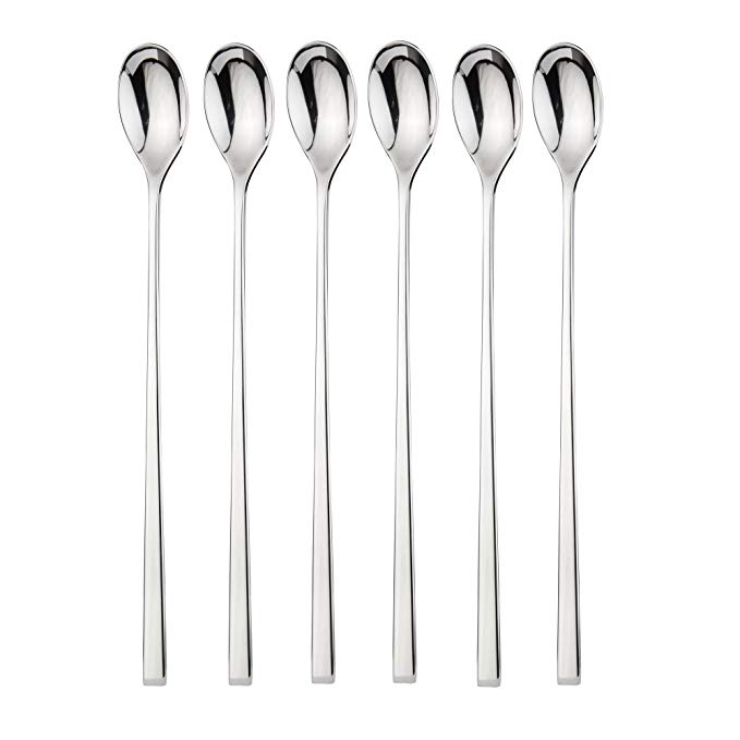 IMEEA Cocktail Mixing Spoons Long Handle Stirring Spoon Iced Tea Spoon Coffee Spoon 18/10 Stainless Steel 8.8-Inch, Set of 6