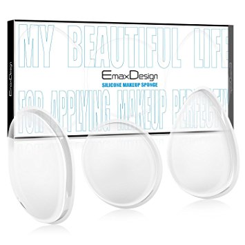 EmaxDesign Silicone Makeup Sponges, Professional Silisponge Cosmetic Beauty Tools Applicator Blender for Contouring Cream & Liquids (3 PCS, Transparent)