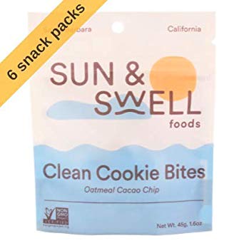 SUN & SWELL FOODS (6 Count), Date & Cashew Cookie Bites, Organic, Gluten Free, Oatmeal Cacao Chip, Vegan, No Refined Sugar, 1.6 oz