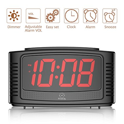 DreamSky Little Digital Alarm Clock With Snooze , 1.2" Clear Led Digit Display With Dimmer, 2 Level Alarm Sound Optional , Simple To Operate , Outlet Powered Compact Alarm Clock With Battery Backup