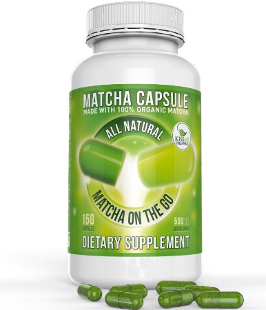 Organic Matcha Green Tea Capsule - Powerful antioxidant and energy booster- Japanese (150 easy-to-swallow capsules)