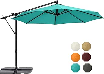 ABCCANOPY 10FT Cantilever Umbrella Offset Hanging Patio Umbrella with Base Stand Rotate and Tilt