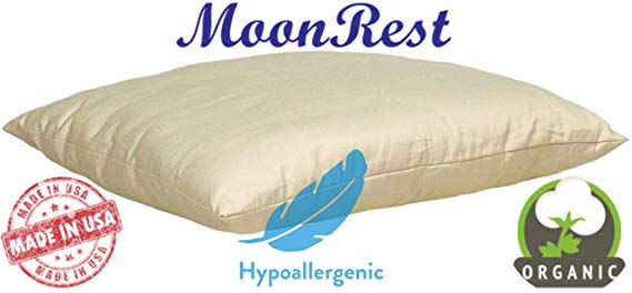 MoonRest - Organic Standard Pillow, Natural Fabric - Hypoallergenic Down-Like Fill - Standard Pillow - 20” X 26”