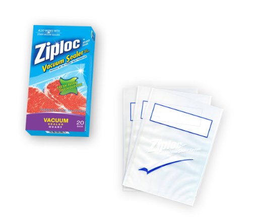 Ziploc Vacuum Seal Quart Bags, Pack of 20