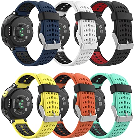 MoKo Band fit Garmin Forerunner 235, Soft Silicone Replacement Watch Band for Garmin Forerunner 235/235 Lite / 220/230 / 620/630 / 735 Smart Watch 6 Pack, Multi Color 5