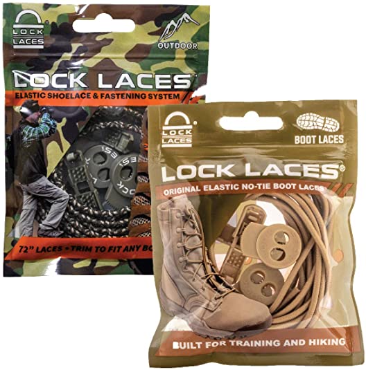 LOCK LACES for Boots (2 Pair) Premium Heavy Duty Elastic No Tie Boot Laces for Boots and Shoes