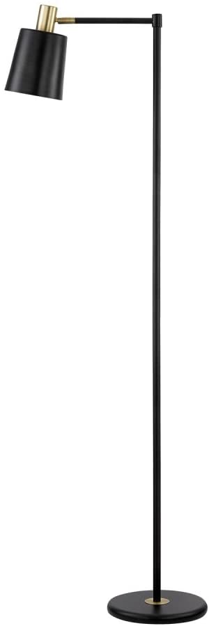 Lex 60" Floor Lamp, Black, Satin Finish, Gold Accents,12916