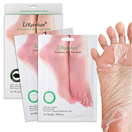 2 Pairs Exfoliant Foot Peel Mask, Hkiytime Olive Scented Exfoliating Booties for Peeling Off Calluses & Dead Skin, Baby Your feet Naturally in 7 Days for Men & Women (Olive)
