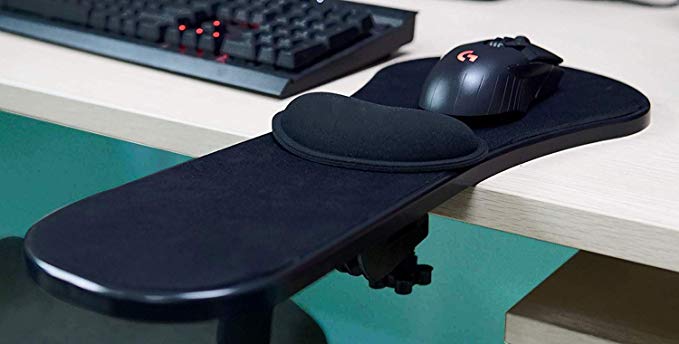 Ergonomic Desk armrest Extender - Adjustable Arm Wrist Rest Support Pad with Mousepad - Armrest Pad for Home and Office