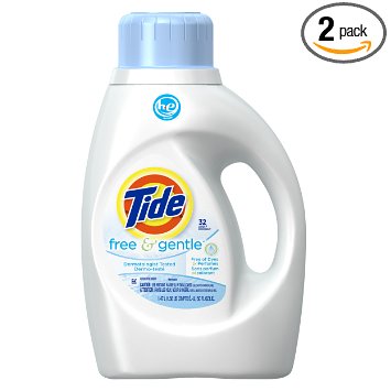 Tide Free and Gentle High Efficiency Unscented Detergent, 50 Ounce (Pack of 2)