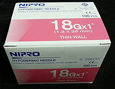 NIPRO HYPODERMIC Dispensing NEEDLE 18g x 1" (1.2 x 25 mm)100 pieces