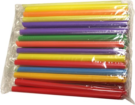 Large Milkshake Straws - Extra Wide Diameter - 35ct/Poly Bag. Cellophane Wrapped, Bright Colors.