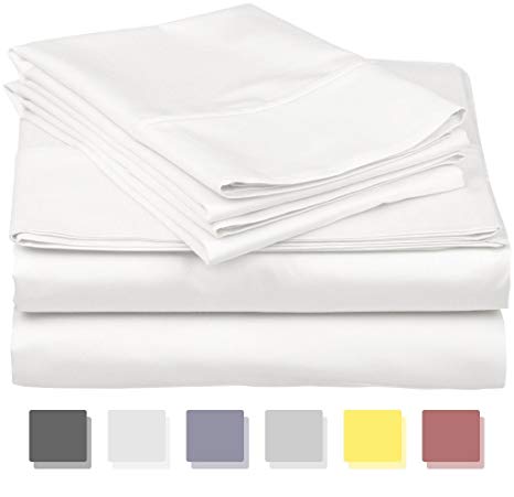 Mayfair Linen Hotel Collection 100% Egyptian Cotton - 500 Thread Count 4 Piece Sheet Set- Color White,Size TwinXL (1 Flat Sheet, 1 Fitted Sheet and 2 Pillow Cases)