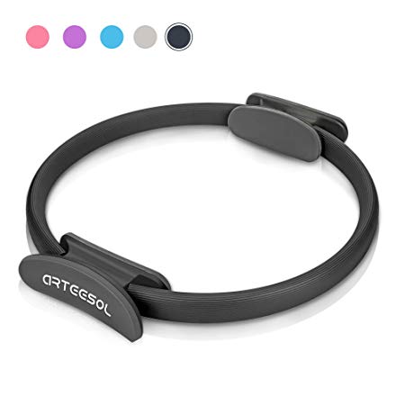 arteesol Pilates Ring, Double Handle Exercise Yoga Ring 15 Inch/38cm Dual Grip Magic Exercise Circle for Fat Burnning in Black Purple Blue Pink Color