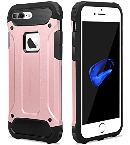 iPhone 7 Plus Case, Amextrian Shockproof Slim Anti-Scratch Heavy Duty [Dual layer]Rugged Case Non-slip Grip Protection Cover for iPhone 7 Plus [Pink]