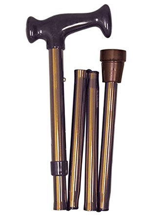 Duro-Med HealthSmart Adjustable Folding Fancy Cane with Ergonomic Handle and Rubber Tip, Bronze