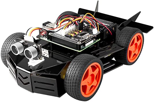 SunFounder Raspberry Pi Car Robot Kit, 4WD HAT Module, Ultrasonic Sensor, Velocity Measurement Module etc. Electronic DIY Robot Kit for Teens and Adults, Raspberry Pi/TF Card/Battery not Included